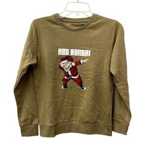 Cactus Boy Tan Khaki "Hey Santa" Santa Dab Long Sleeve Sweatshirt 11/12 NWT